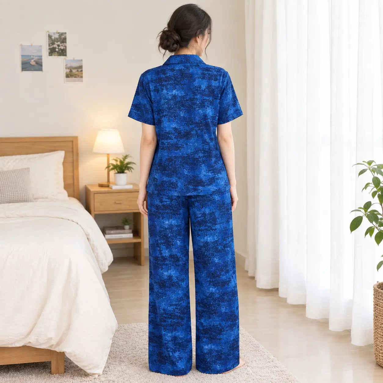 Women's Printed Viscose Cotton Pajama Set | Bella - Image 5