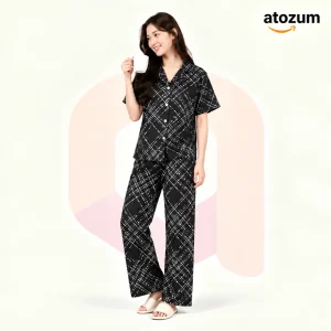 Women's Printed Viscose Cotton Pajama Set | Oasis