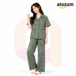 Premium Women's Pajama Set – Cotton Jacquard Self Embroidery Design | Nova