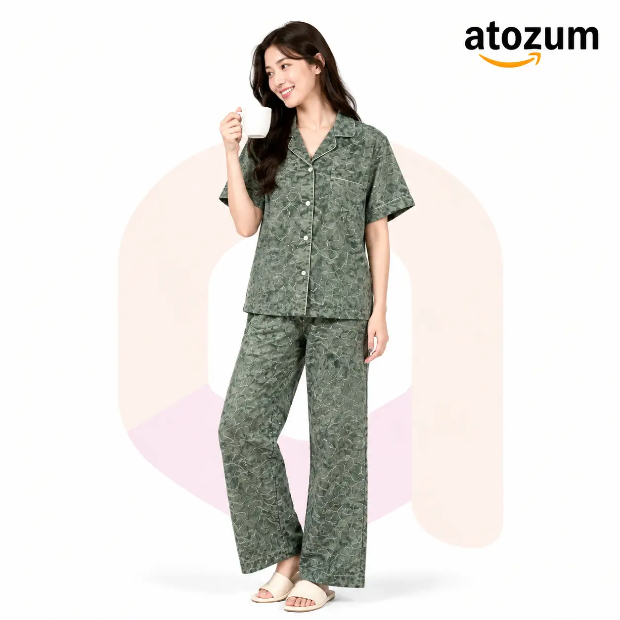 Premium Women's Pajama Set – Cotton Jacquard Self Embroidery Design | Nova